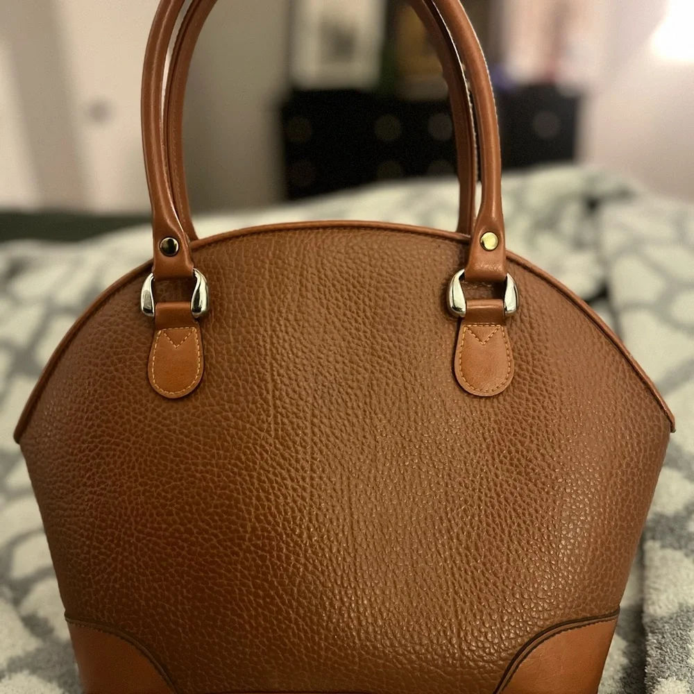 Dooney & Bourke Brown Pebble Grain Leather Tear Drop Satchel - Picture 6 of 14